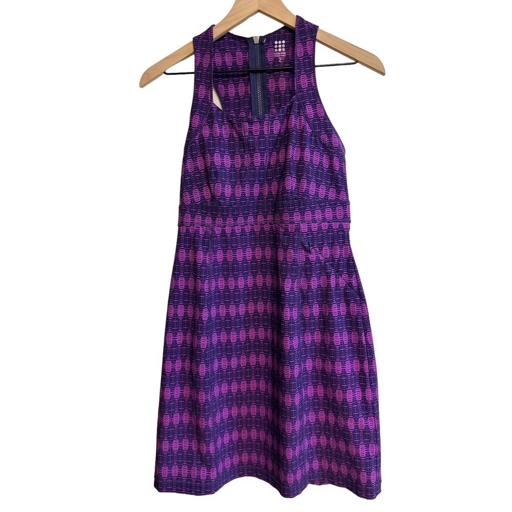 Title Nine Dress Size 2 Nimblene Purple Racerback Built in Bra Back Zip Pocket